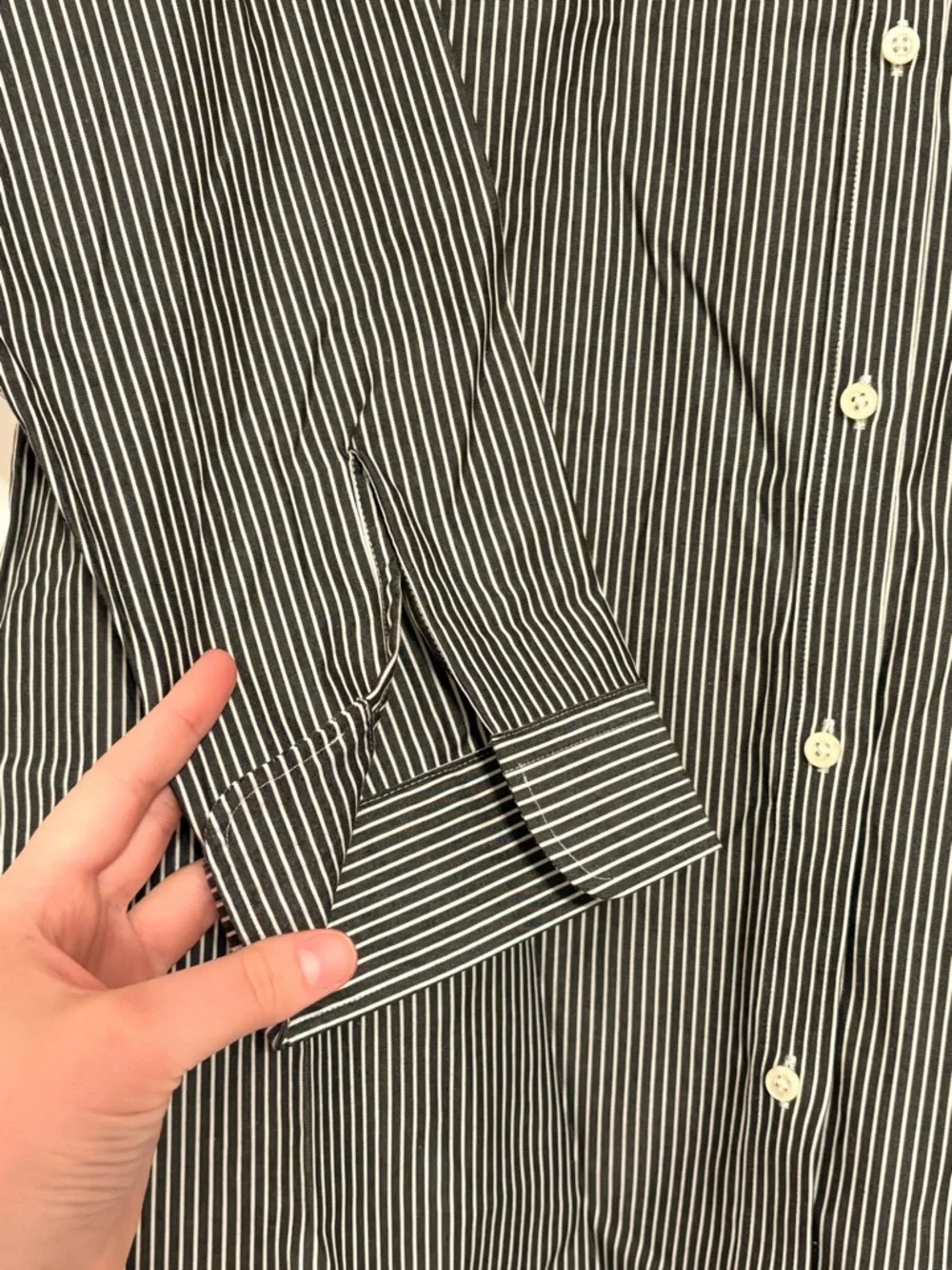 Lauren Ralph Lauren Black and White Striped Button-Up Dress Shirt - Picture 6 of 7